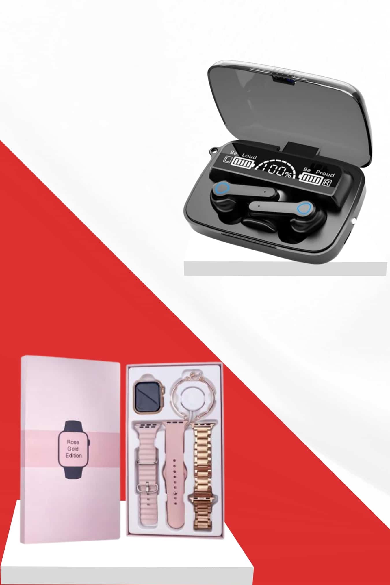 Dijital Göstergeli Powerbank Bluetooth Kulaklık ve Yeni Nesil Amoled Ekran Akıllı Saat