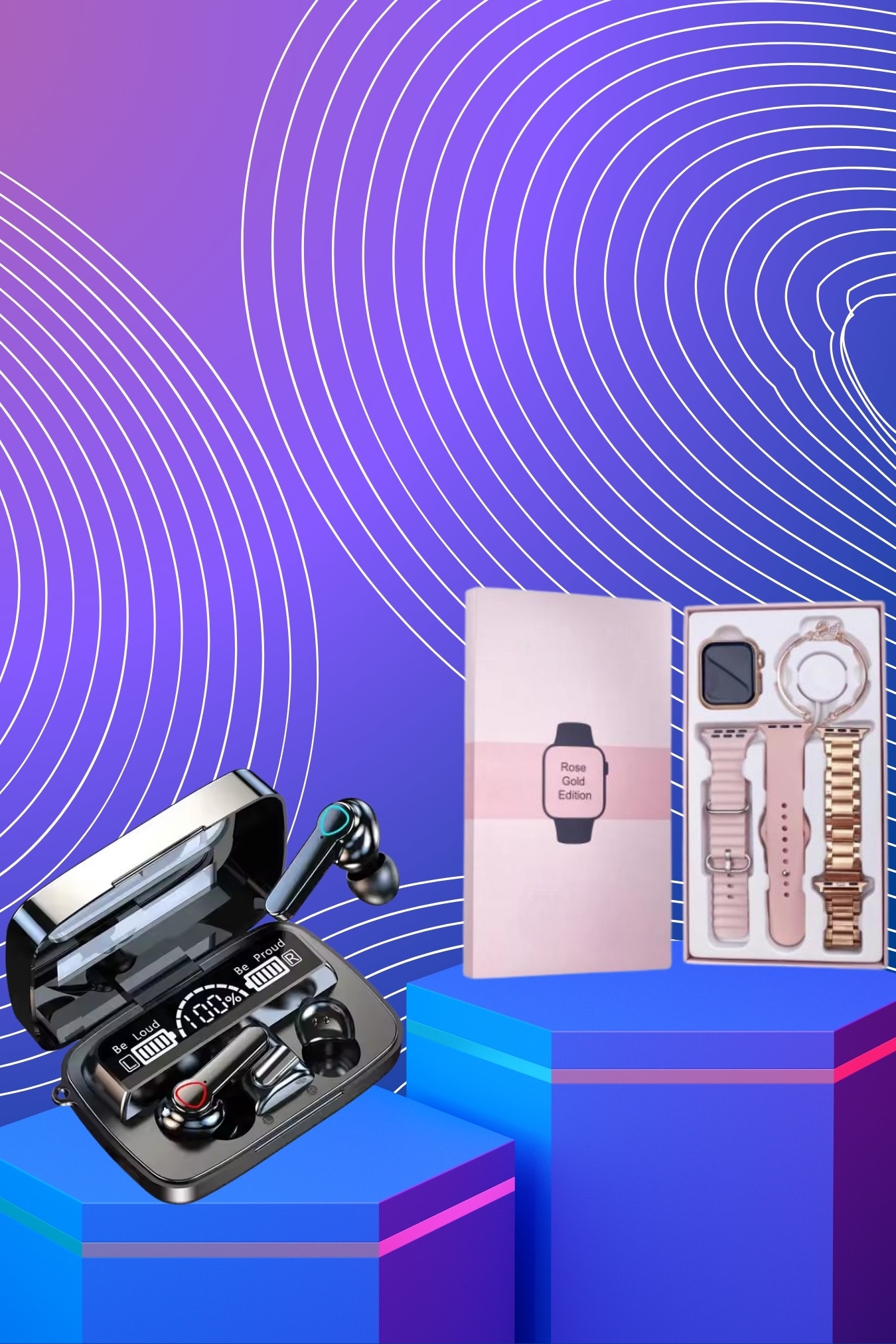 Dijital Göstergeli Powerbank Bluetooth Kulaklık ve Yeni Nesil Amoled Ekran Akıllı Saat