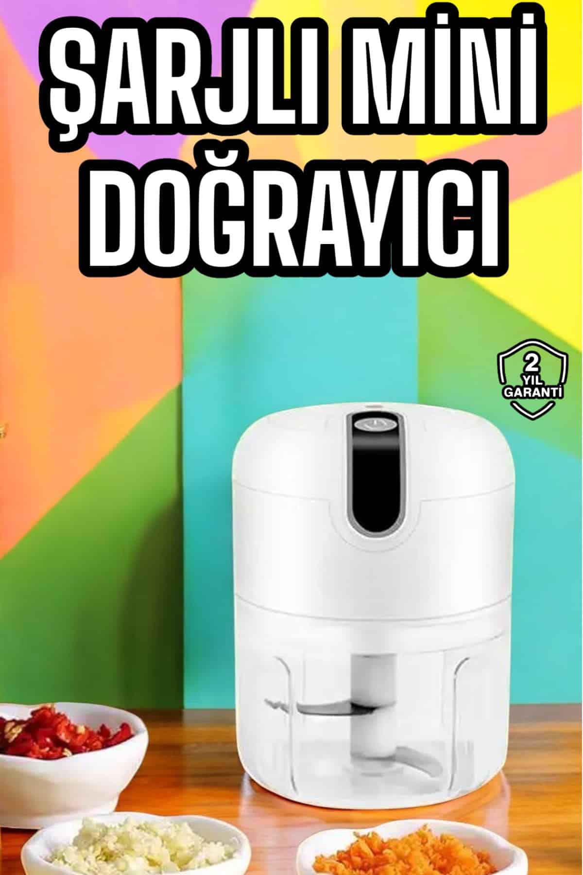 Şarjlı Portatif Doğrayıcı Mini Pratik Rondo El Doğrayıcı Üç Bıçaklı Çelik Bıçaklı
