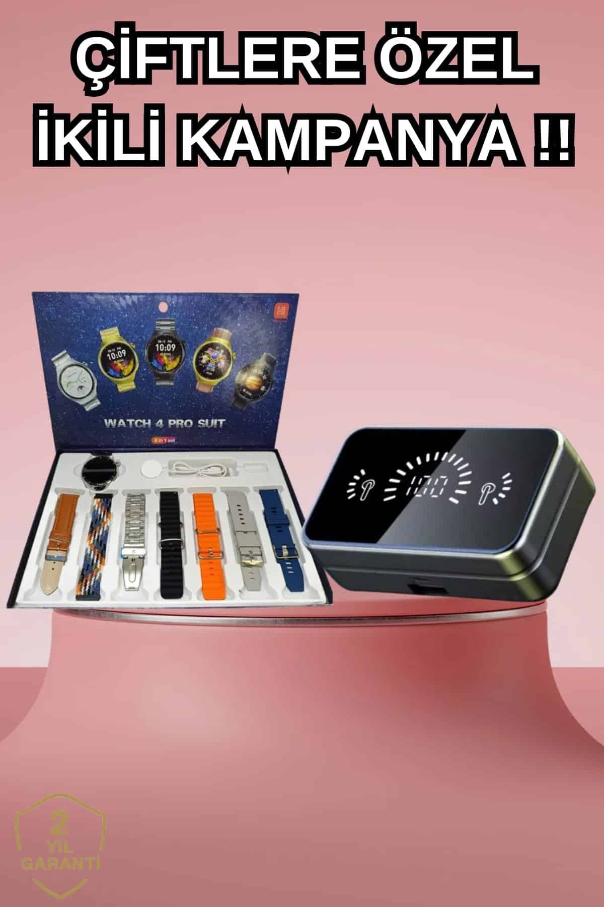 Powerbank Aynalı Bluetooth Kulaklık Ve Akıllı Saat Seti...