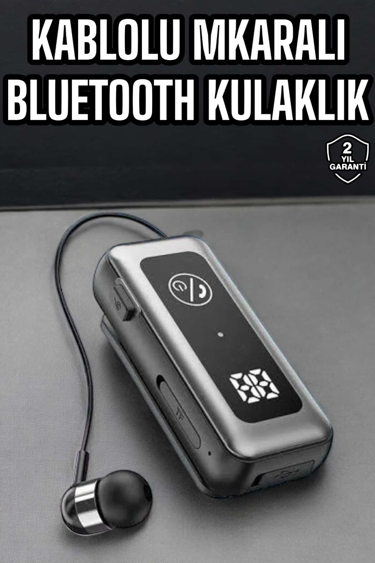 Kablolu Bluetooth Kulaklık Kulak İçi Stereo Mikrofonlu Dijital Göstergeli