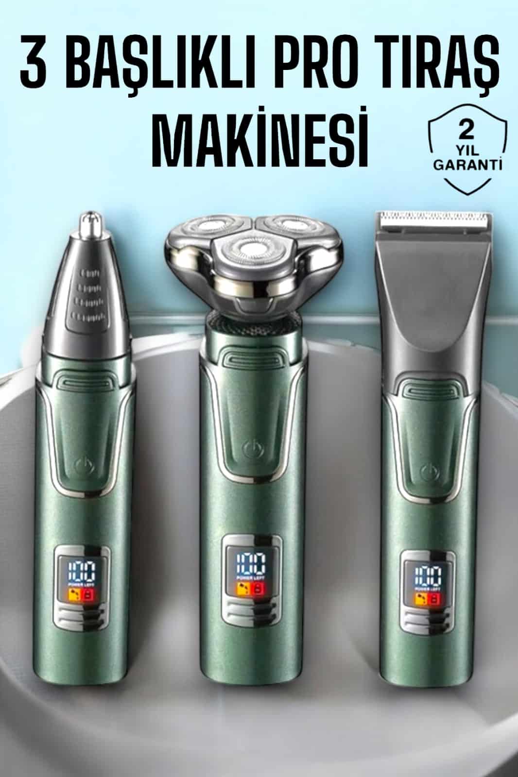 3 Başlıklı Profesyonel Saç ve Sakal Bakım Seti Vücut, Burun ve Kulak Tüy Alma