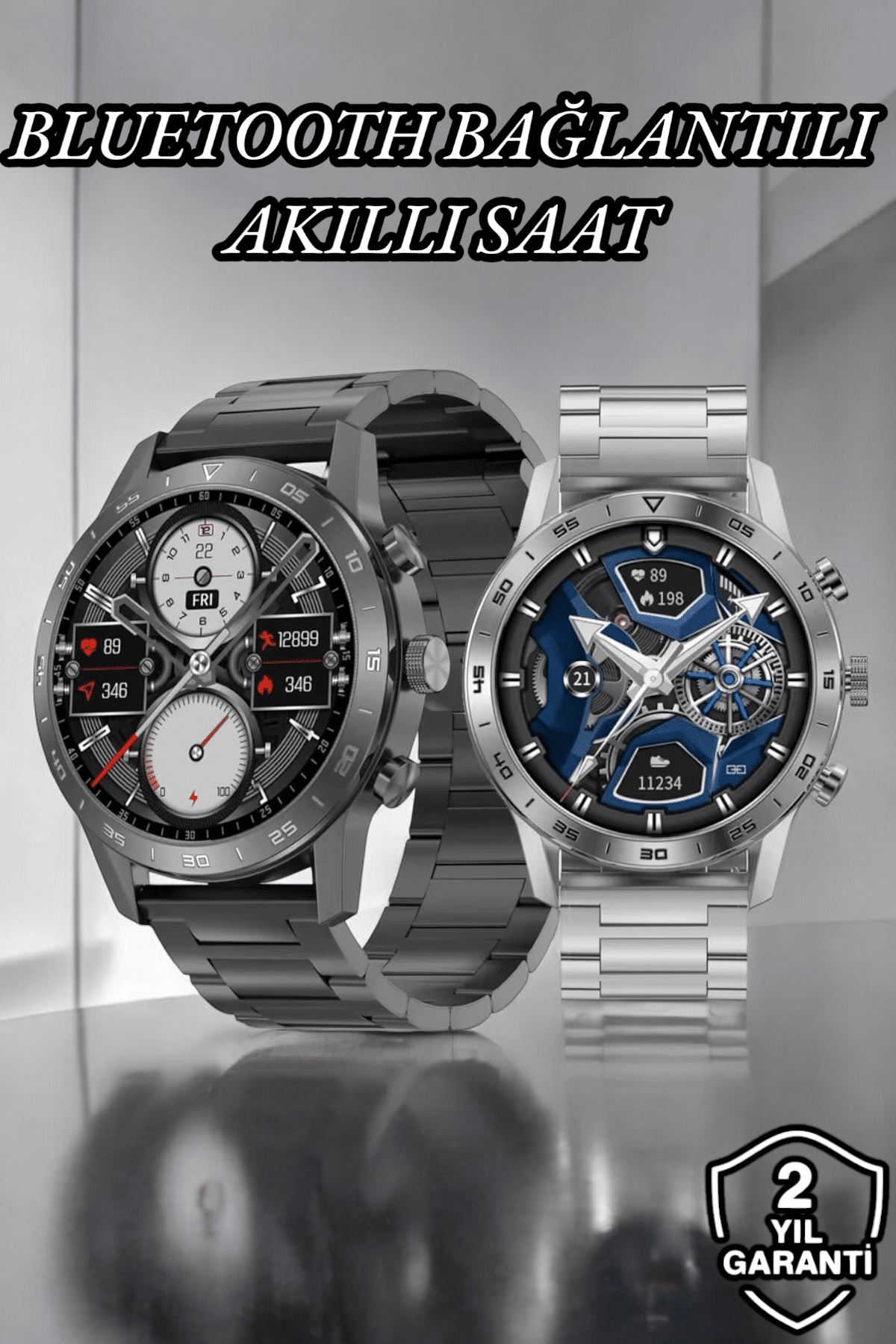 Suya Dayanıklı Dokunmatik Akıllı Saat Bluetooth 5.0, Sesli Asistan ve Sağlık Takibi