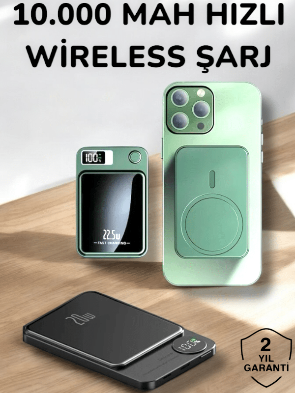 iOS Uyumlu 22.5W Hızlı Şarj Magsafe Powerbank Dijital Göstergeli 10.000 mAh