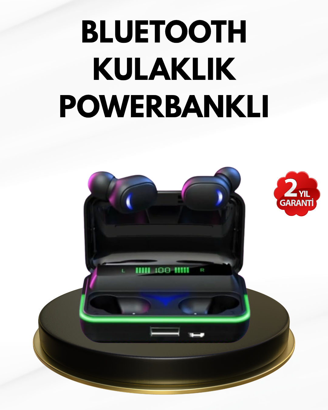 E10 Kablosuz Bluetooth Kulaklık – 3D Ses, Powerbank Şarj Kutusu