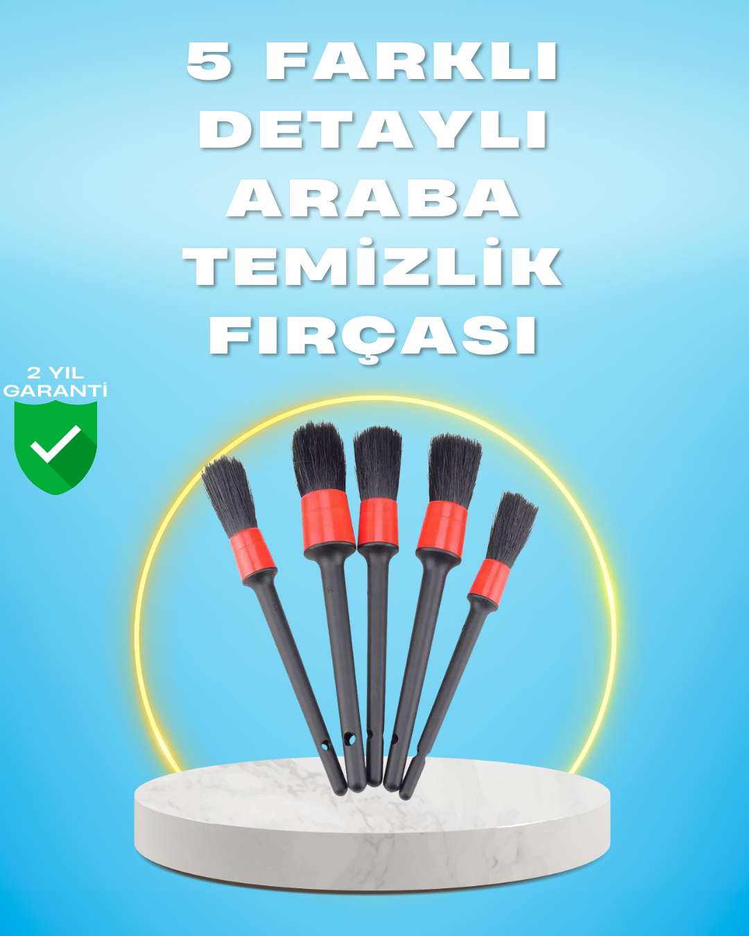 5'li Araba Temizlik Fırçaları-Farklı Boyutlu Fırçalarla Derinlemesine Temizlik
