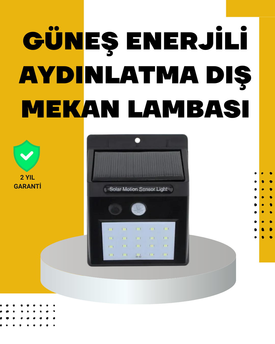 144 LED'li Geniş Aydınlatma Alanına Sahip Güneş Enerjili Güvenlik Lambası