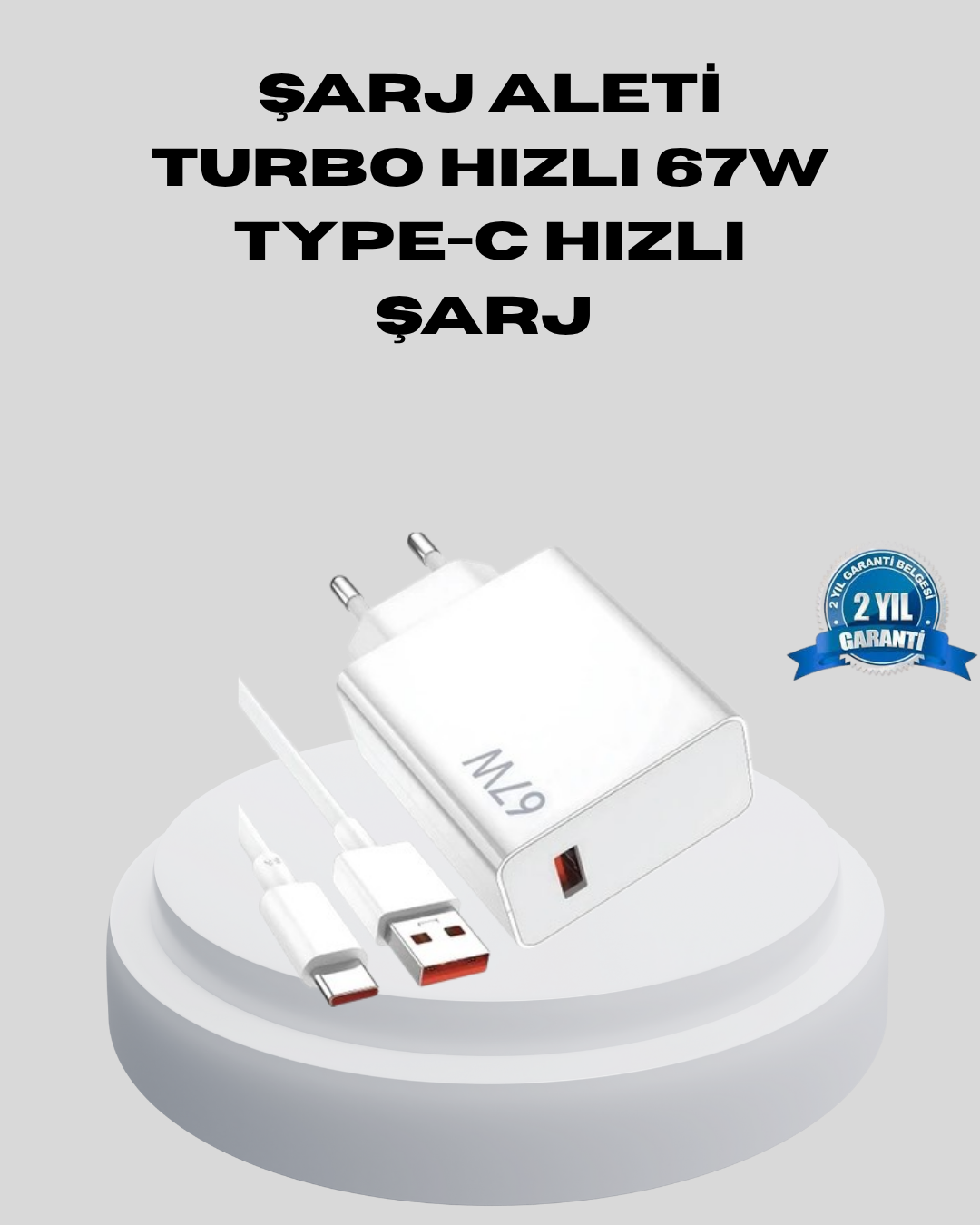 67W Type-C Turbo Şarj Cihazı – Aşırı Akım ve Isı Koruması, Seyahat Uyumlu