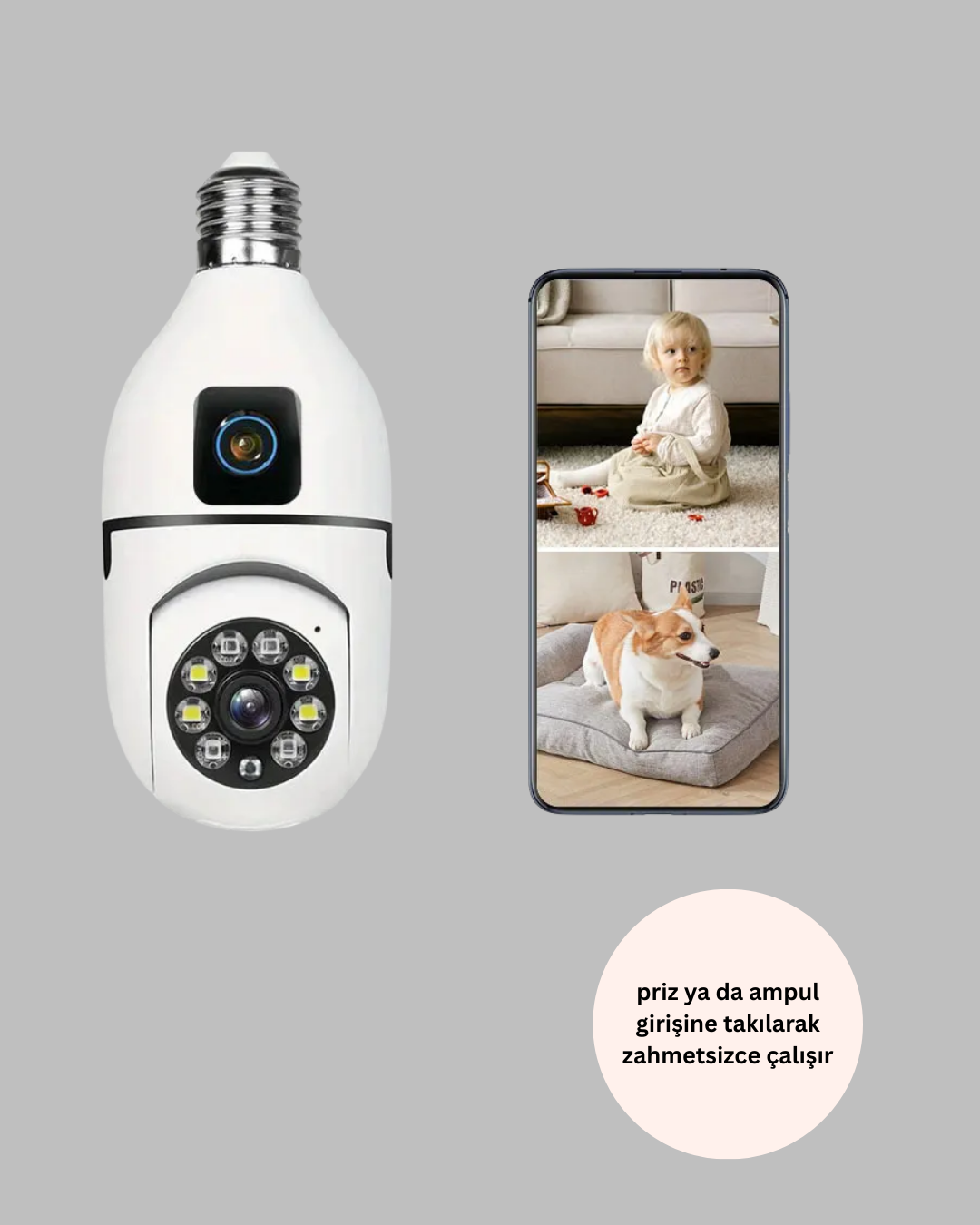 1080P WiFi Ampul Güvenlik Kamerası – Gece Görüş & Uzaktan Erişim