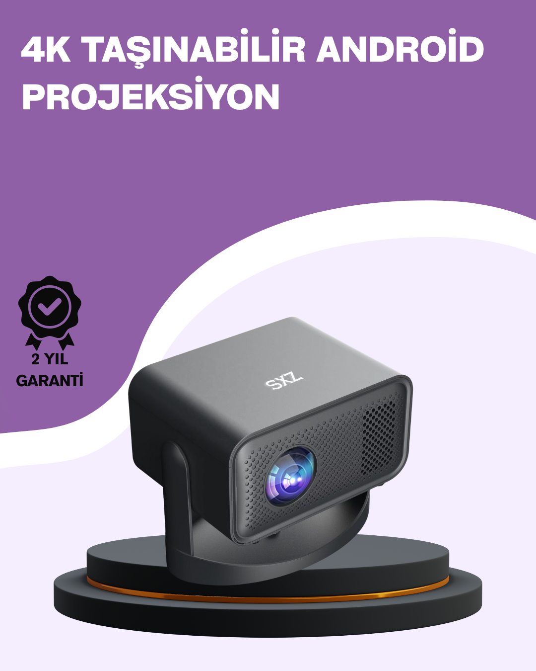 Dahili Hoparlörlü ve Uzun Ömürlü LED Lambalı Akıllı Projektör