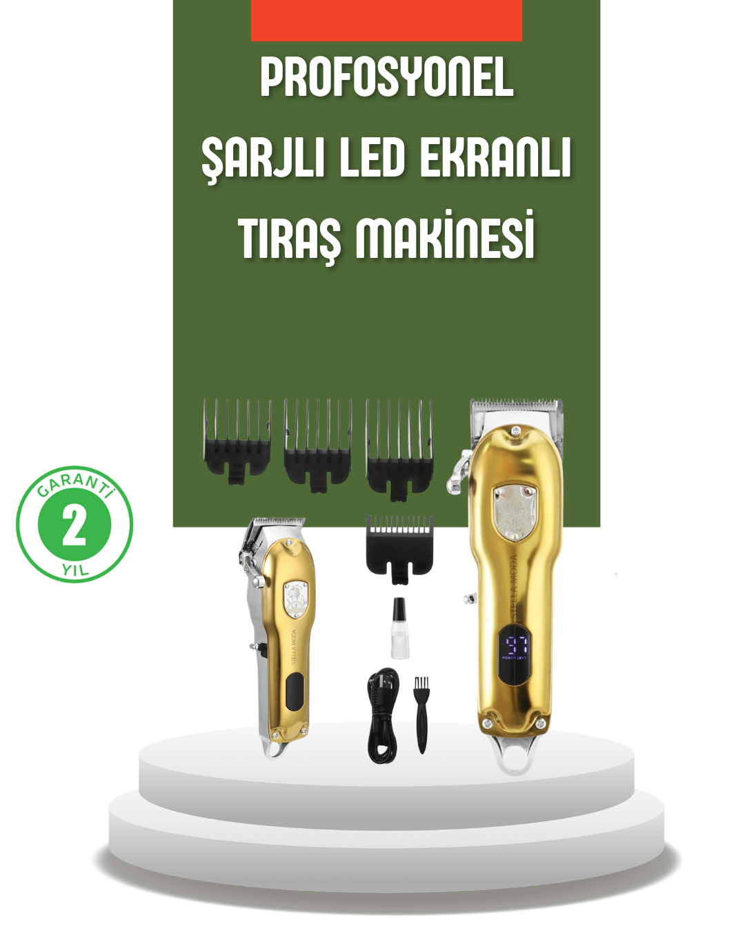 Güçlü Motorlu LCD Ekranlı Şarjlı Tıraş ve Şekillendirme Makinesi