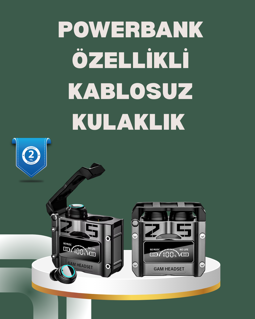 Yüksek Ses Kaliteli Kablosuz Bluetooth Kulaklık Suya Dayanıklı