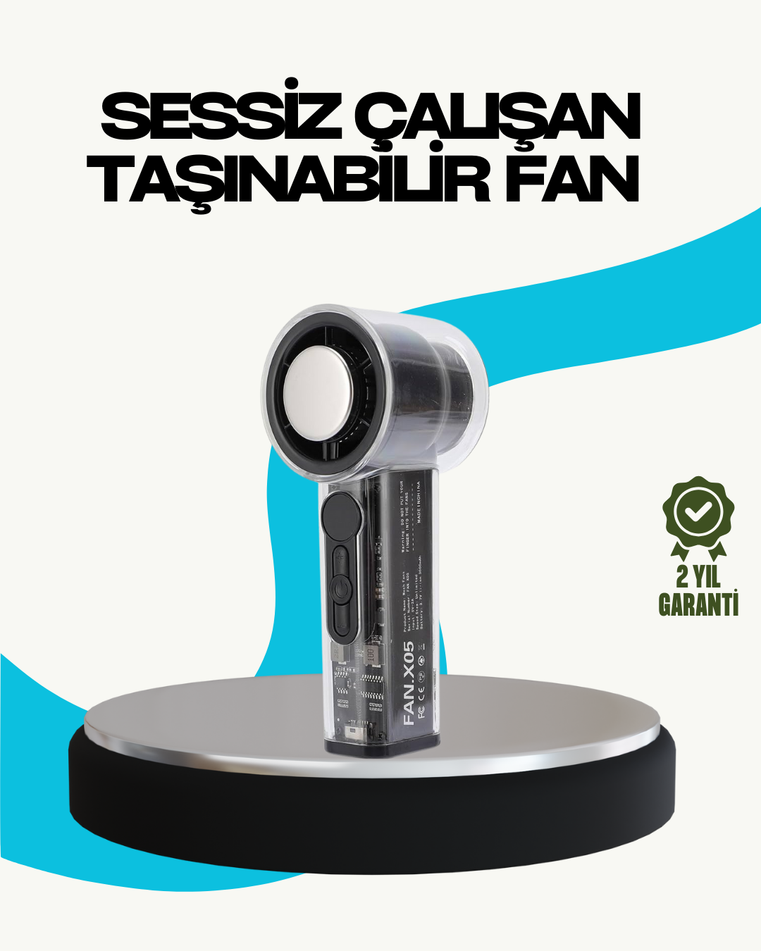 Sessiz Çalışan Taşınabilir Fan | USB Şarjlı ve Kompakt Tasarım