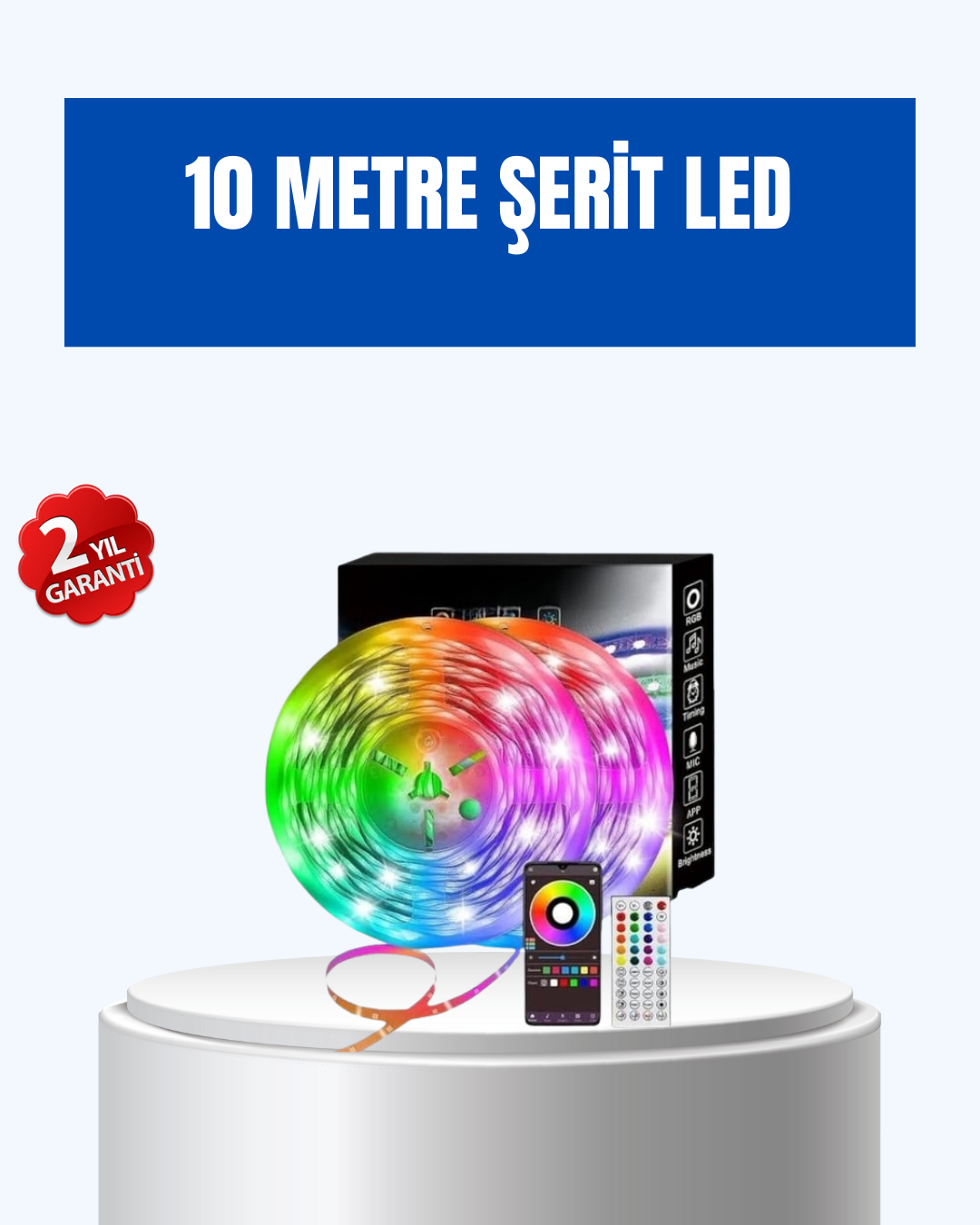 Sese Duyarlı 10M Smart Şerit Led IOS Android Kontrollü RGB Işık