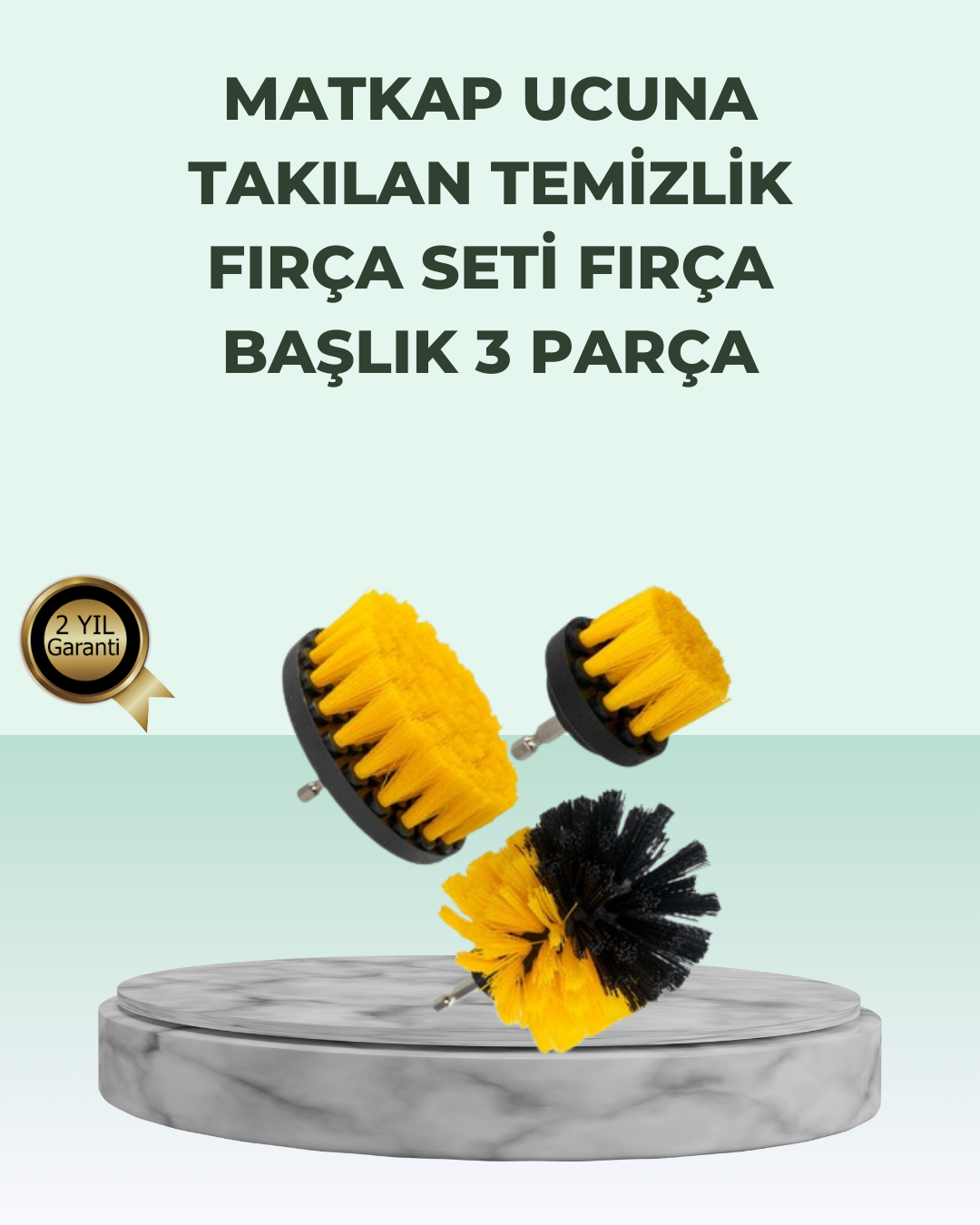 Matkap Uyumlu Temizlik Fırçası Seti 3’lü Çok Amaçlı