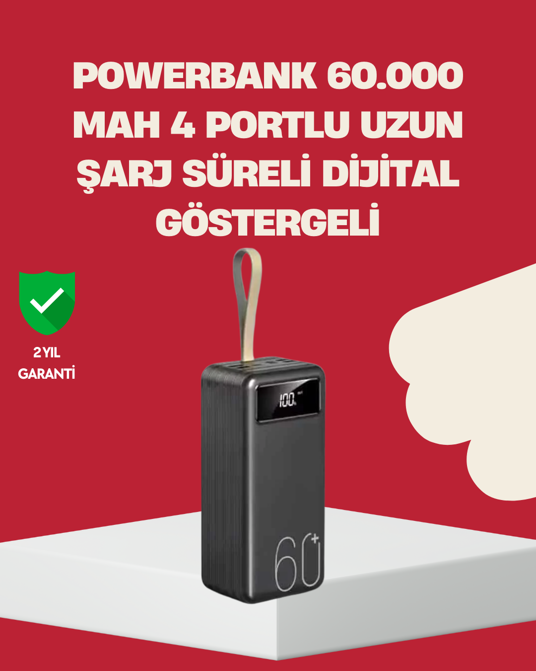 LED Ekranlı Çok Fonksiyonlu Taşınabilir Şarj Ünitesi Powerbank