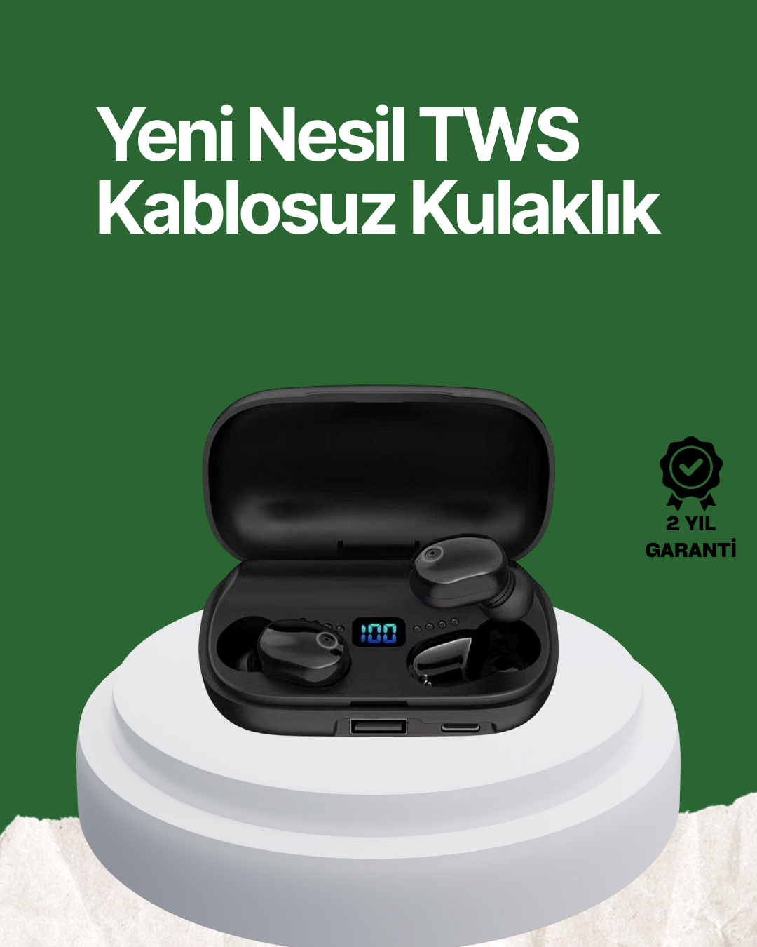 Telefon Şarj Destekli 1800 mAh A10s TWS Kablosuz Kulak İçi Kulaklık