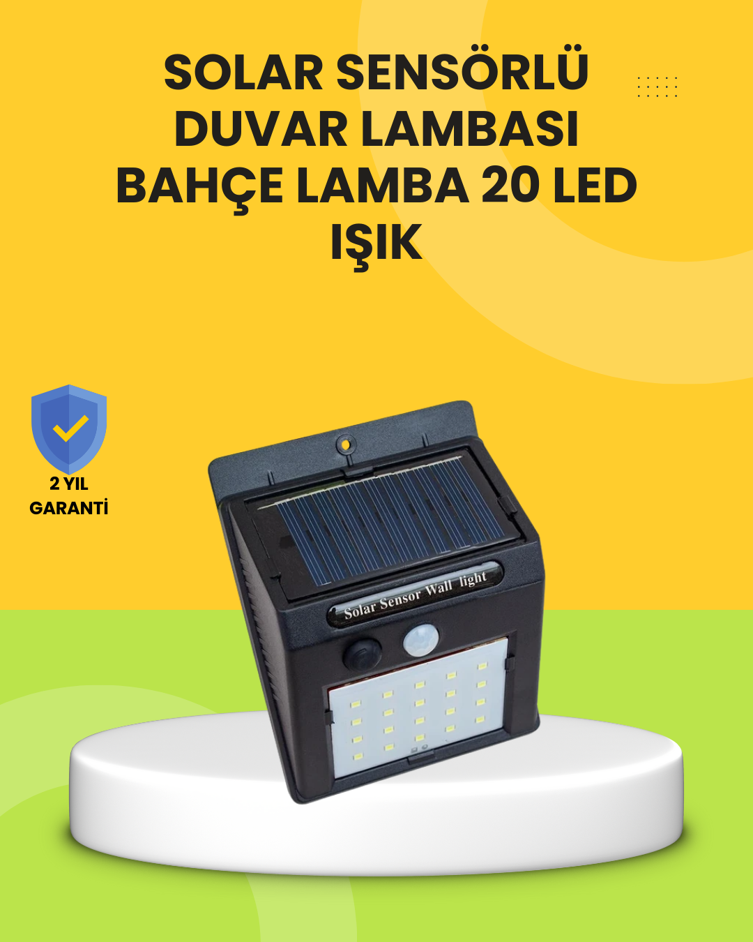 Güneş Paneli ile Şarj Olan 20 LED Dış Mekan Hareket Sensörlü Lamba