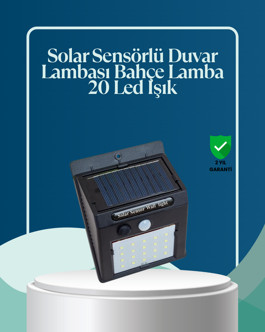 Sensörlü 20 LED Solar Duvar Lambası 3 Metre Algılama Mesafesi