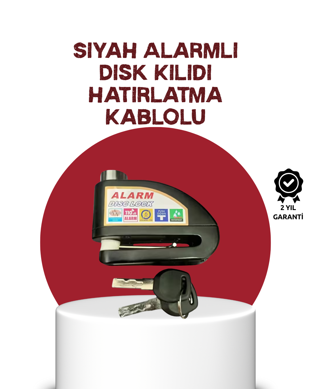 Güvenlik Sensörlü Alarmlı Disk Kilidi Motosiklet ve Bisiklet İçin