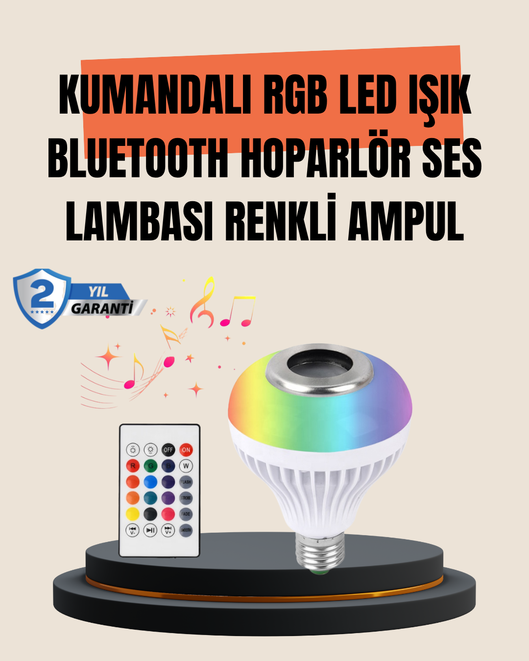 12W LED Ampul – Renkli Işık ve Dahili Hoparlör Özellikli