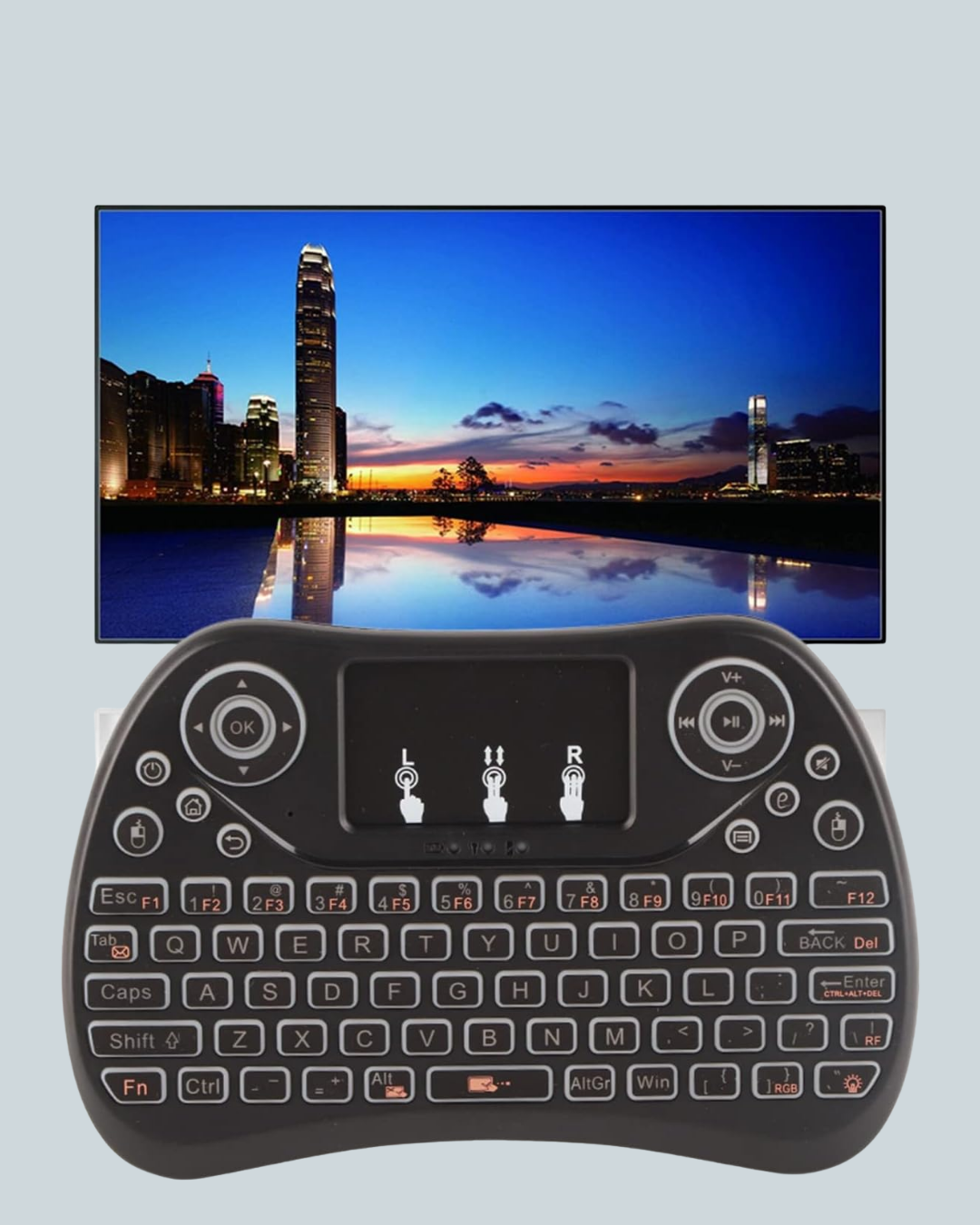 Işıklı Kablosuz Mini Klavye – 2.4 GHz, Dokunmatik Mouse Özellikli