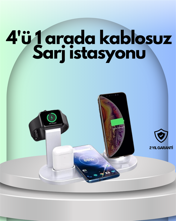iPhone, Apple Watch ve AirPods ile Uyumlu 4'ü 1 Arada Şarj Ünitesi – Tüm Apple Cihazları Tek Noktada