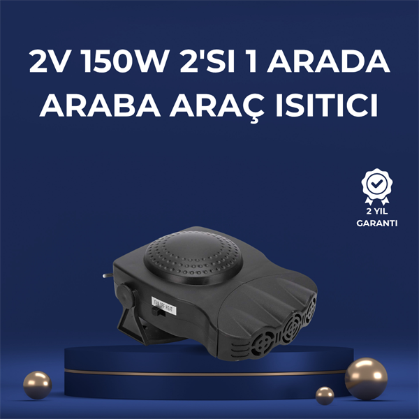 3'ü 1 Arada Araç İçi Isıtıcı Fan | 12V Prizli, Buz Çözücü, Temiz Hava ve Hızlı Isıtma Özellikli