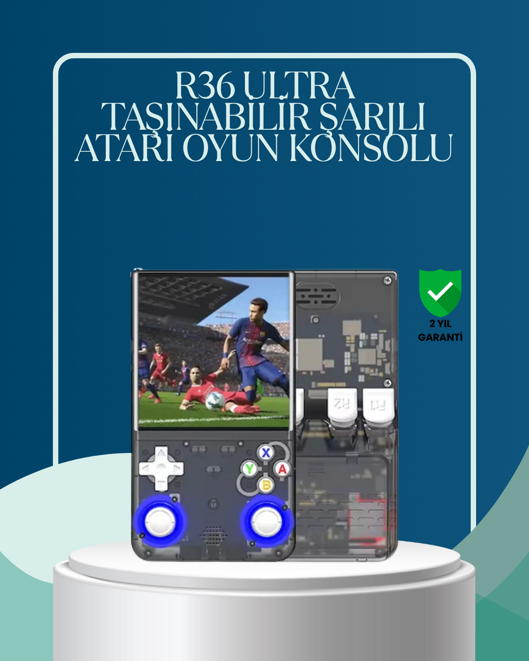 R36 Ultra Çift Joystickli Retro Oyun Konsolu 2500mAh Bataryalı