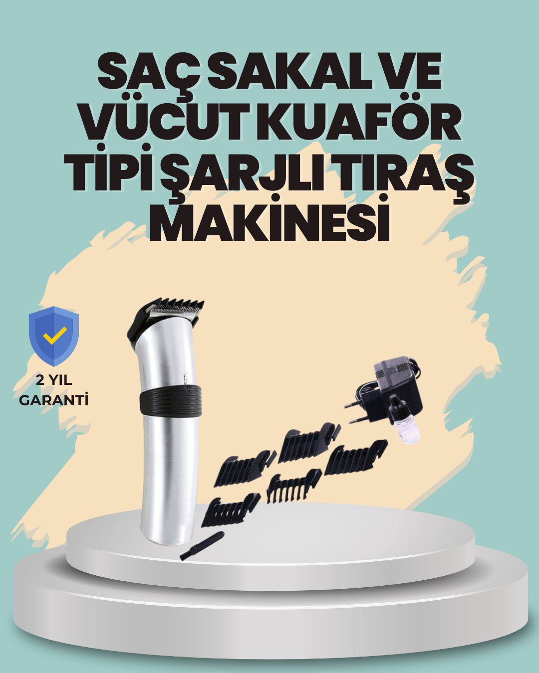 Profesyonel Erkek Tıraş Makinesi – Kablosuz, Paslanmaz Bıçaklı ve Tam Aksesuar