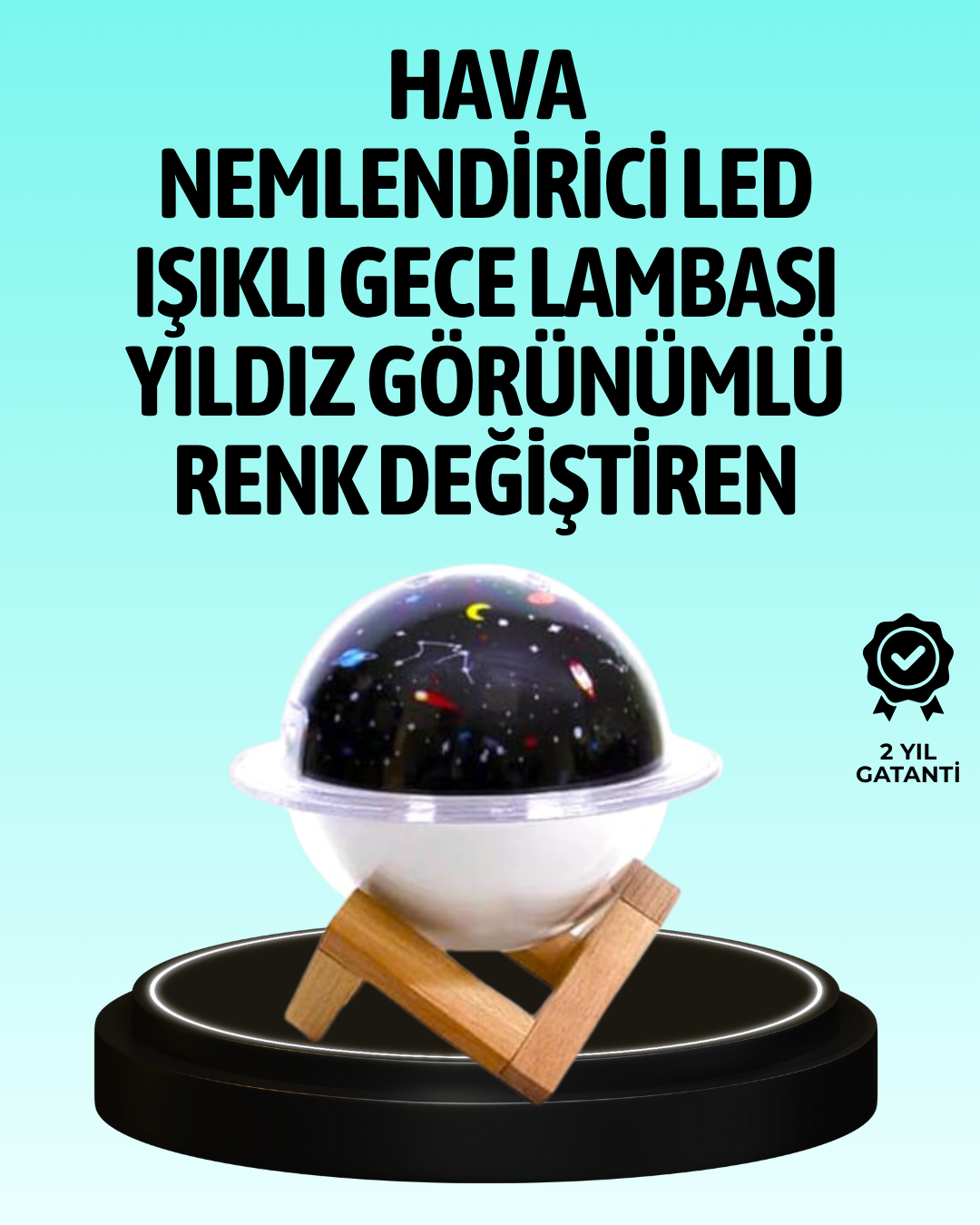 USB ile çalışan projektörlü aromaterapi nemlendirici masaüstü kullanım için uygun