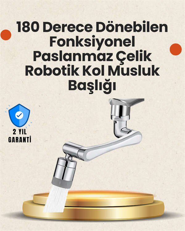 Lavabo ve Mutfaklar İçin 1080 Derece Döner Musluk Başlığı – Pirinç Gövdeli
