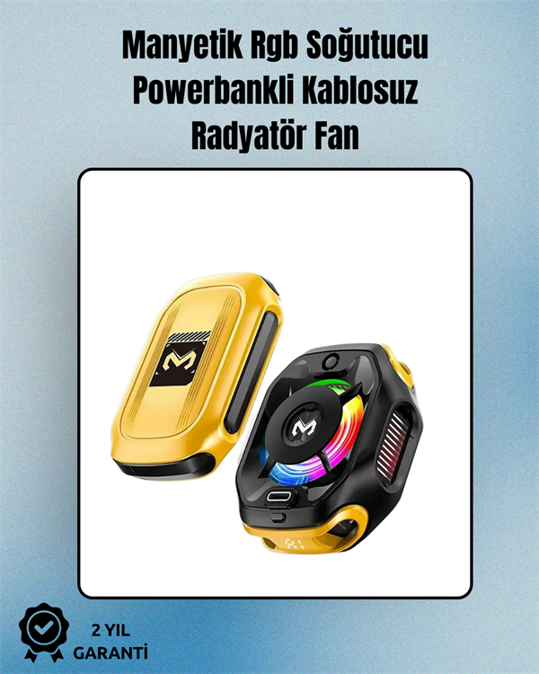RGB Işıklı Girdap Fanlı Mobil Soğutucu | Manyetik Montaj | Type-C Girişli