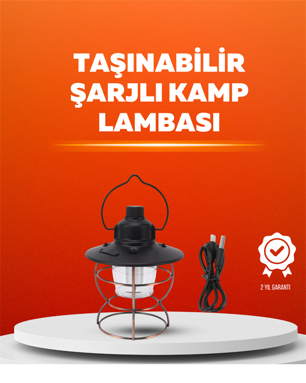 4 Fonksiyonlu Dekoratif Kamp Lambası – Tungsten Ampul, USB Çıkışlı