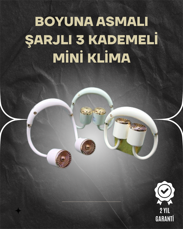 Asılabilir Mini Boyun Fanı | 1000mAh Şarjlı, Turbo Güçlü Rüzgar