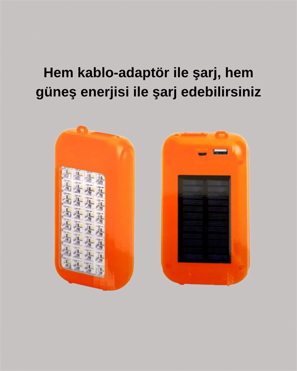 Gold Silver GS-875 Outdoor Powerbank & Işıldak – Güneş Paneli, 32 LED, 10000 mAh, Çift Çıkış