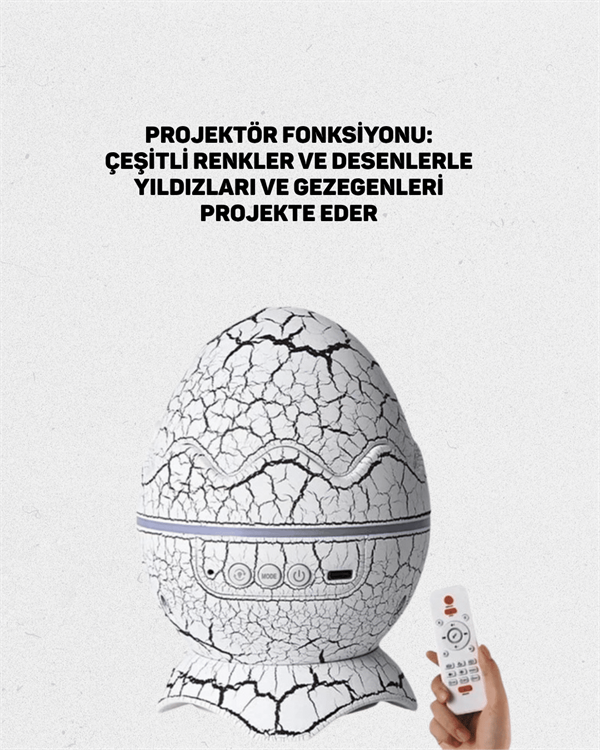 Dinozor Yumurtası Tasarımlı Projektörlü Gece Lambası