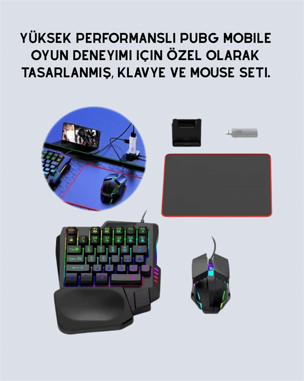 5in1 BT5.3 Mobil Oyun Kiti Klavye Mouse Dönüştürücü Seti