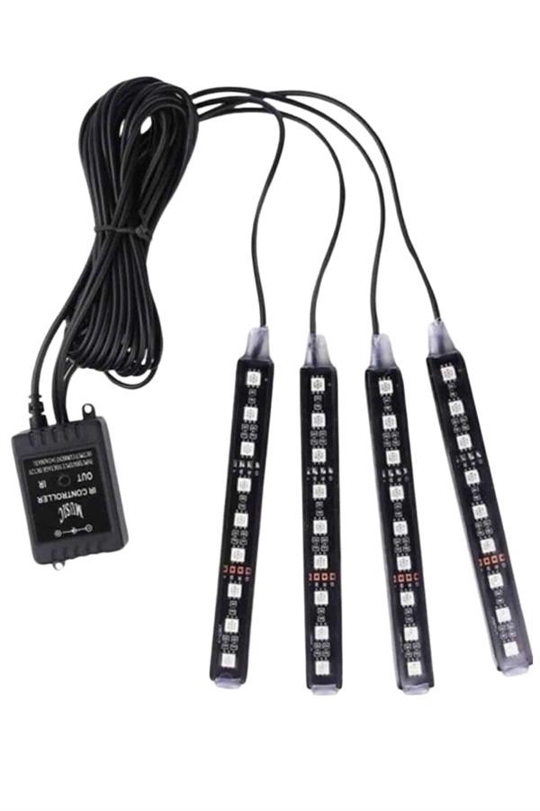 Araç Içi Aydınlatma Kumandalı 12 Led Ayak Altı Led Ambiyans Işığı Sese Duyarlı Kumandalı