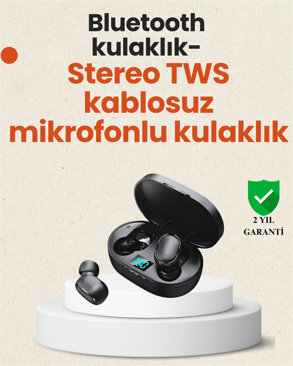 TWS Bluetooth Kulaklık Kulak İçi Kablosuz Dijital Göstergeli Çağrı Cevaplayabilen