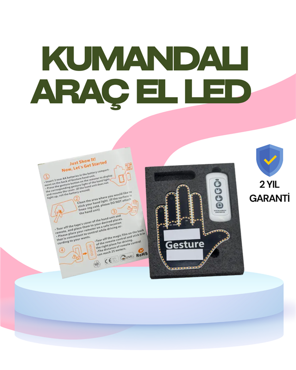 Yüksek Görünürlüklü Otomobil Jest Işığı – 3 Modlu LED Arka Cam Aksesuarı, Pratik ve Eğlenceli