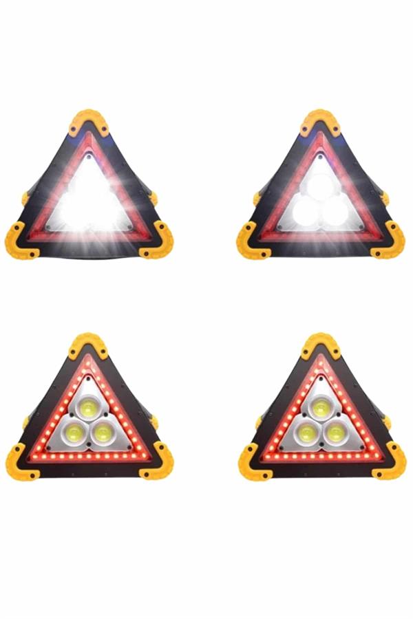 Işıklı İkaz Lambası Reflektör Şarjlı Işıklı Üçgen LED Acil Durum Feneri