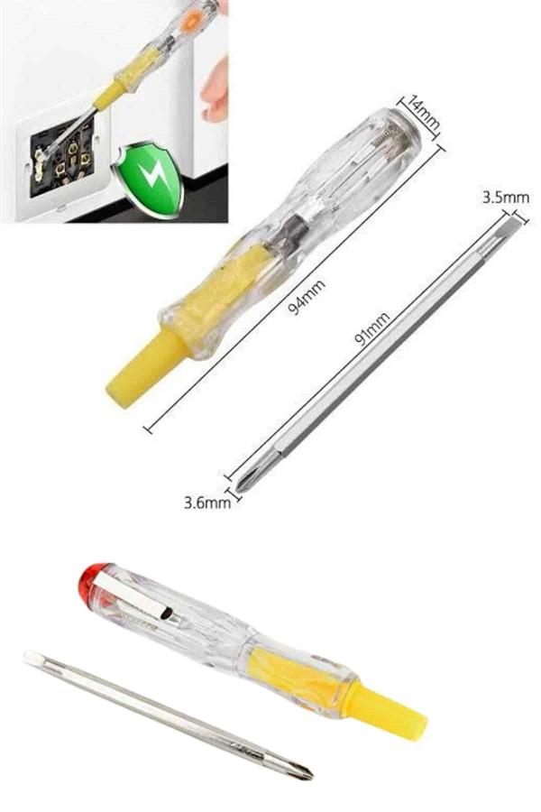 Çift Uçlu Kontrol Kalemi Elektrik Test Kalemi Şeffaf