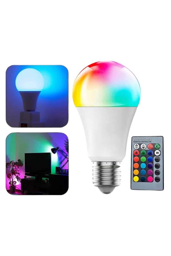 Akıllı RGB Led Ampul Led Uzaktan Kumandalı Renk Değiştiren Ampul