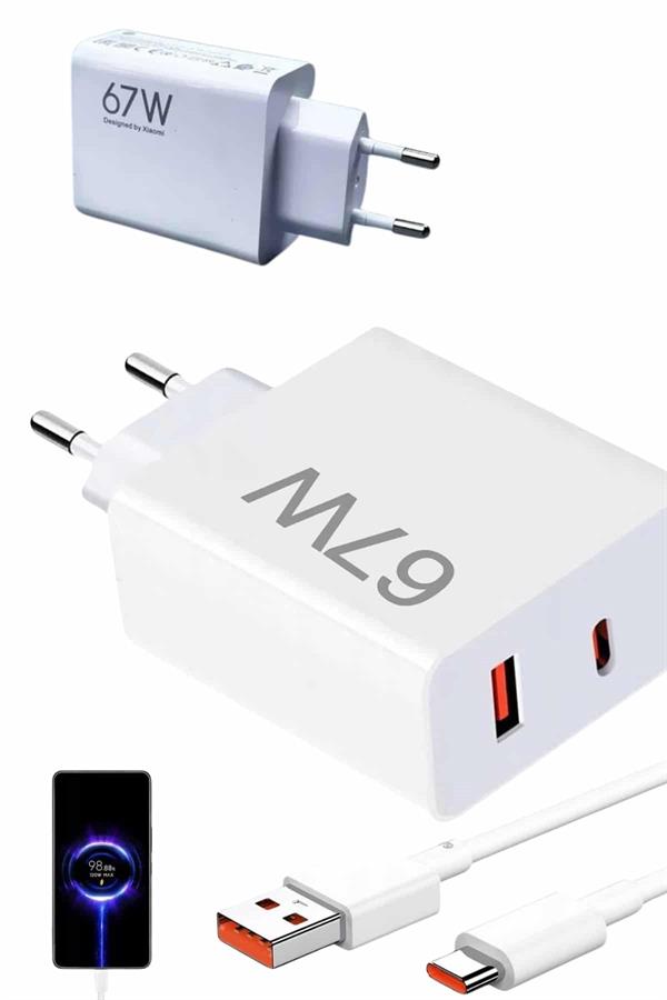 Hızlı Şarj Aleti Adaptörü Kablo Seti 67W Uzun Ömürlü Beyaz