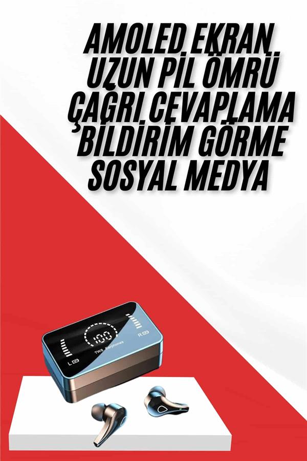 TWS Bluetooth Kulaklık Aynalı Kulaklık Dijital Göstergeli Dokunmatik Kontrol