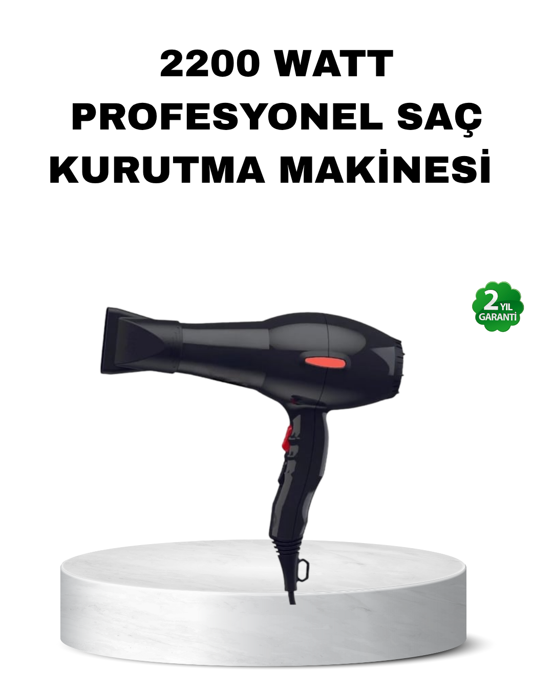 Profesyonel Saç Kurutma Makinesi – AC Motor, Soğuk Üfleme, 2 Hız Kademesi