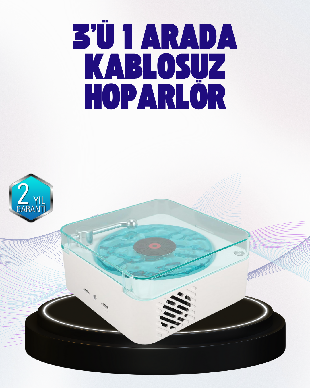 Dekoratif Gece Işıklı Bluetooth Hoparlör – Zaman ve Pil Ekranlı