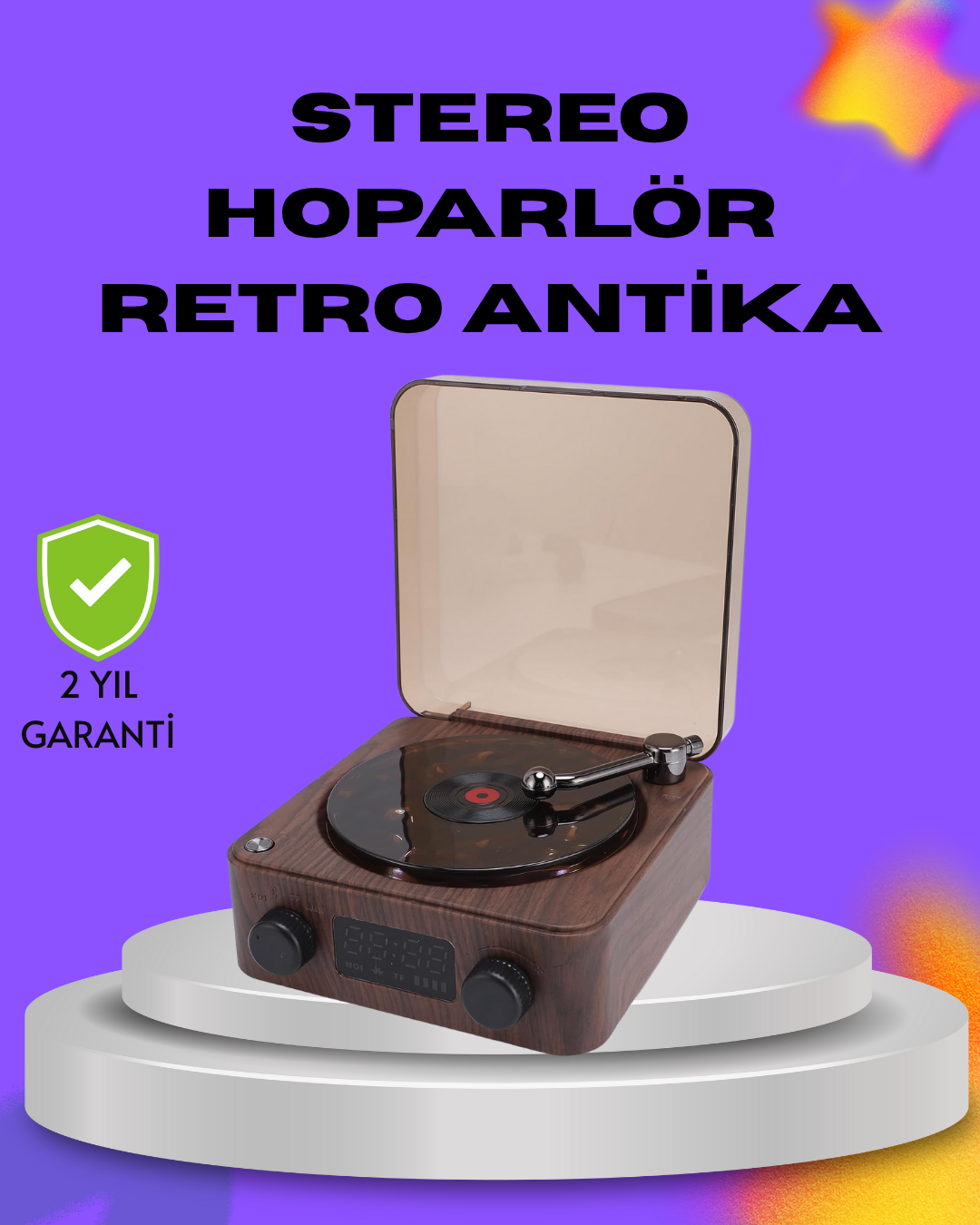 Dekoratif Gece Işıklı Bluetooth Hoparlör – Saatli Tasarım