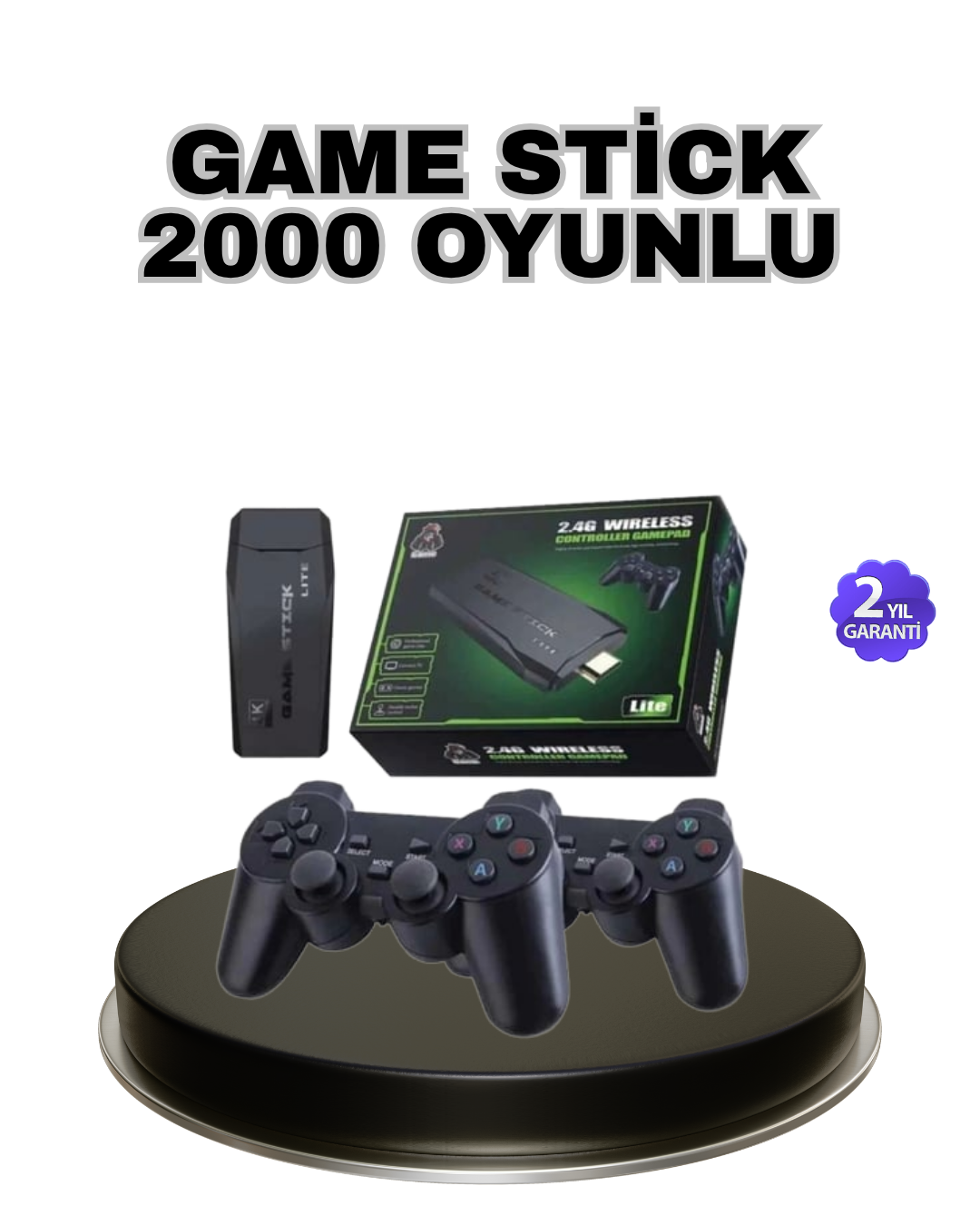 Kablosuz 4K Retro Atari Game Stick – 2 Kollu, 20000 Hazır Oyun